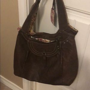 Fossil Brown leather hobo purse